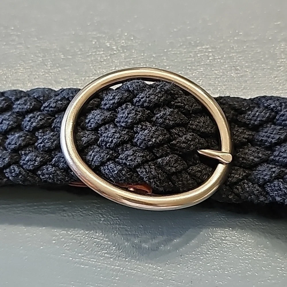 Cloth and genuine and belt. Silver‎ buckle.
